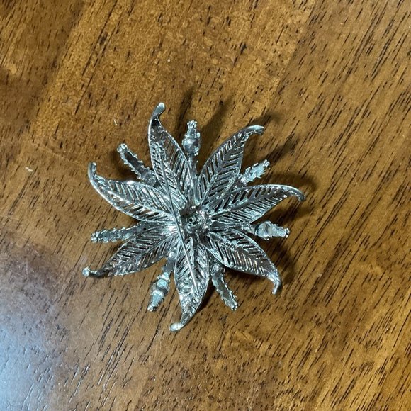 Weinman Brothers Silver Tone Faux Turquoise Stones Brooch 3 inch Rhinestones Vtg - Picture 4 of 5